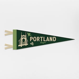 Portland Oregon Felt Pennant | Stumptown City banner poster. Vintage town & state pride typography flag home decor. Oregon gift USA