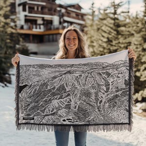 Deer Valley Mountain Utah Ski Trail Kaart Deken | Gezellige, zachte deken: een geweldig cadeau voor skiërs en snowboarders