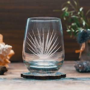 Agave Plant Glasses | Personalized engraved mezcal & tequila margarita cocktail beer glassware. Rustic desert living. Western barware gift.