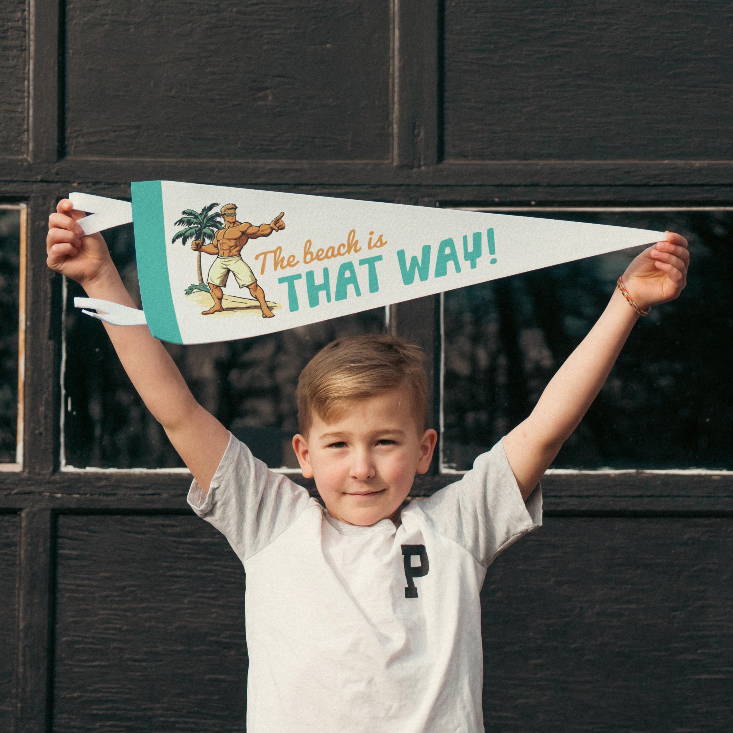The Beach is That Way Felt Pennant | Vintage Beach House Banner