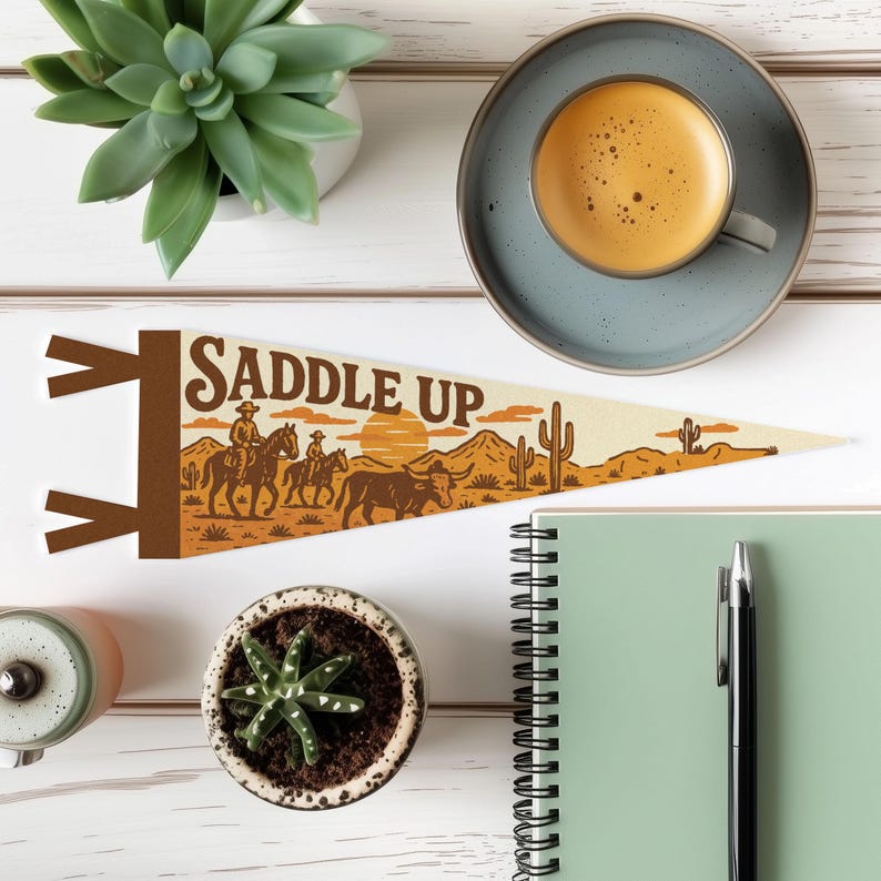 Saddle Up Felt Pennant | Western Wall Decor, Cowgirl Cowboy Banner, Rustic Kids Room Sign, Handmade Western Art, Fun Country Gift Idea image 5
