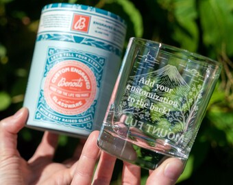 Mount Fuji Japan Glass | Laser Etched Travel Glassware, Engraved