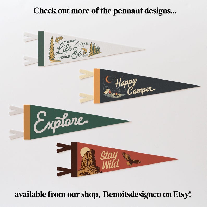 Life is Better in the Woods Felt Pennant | Vintage Camp Banner, Inspirational Rustic Home Decor, Easy Living Retro Wall Art, Outdoors Gift image 6