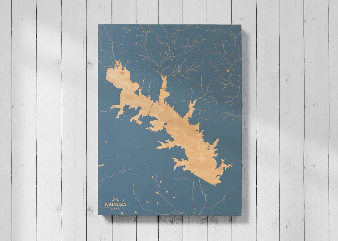 Waurika Lake Oklahoma Engraved Map Art Cabin Print Lake Etsy