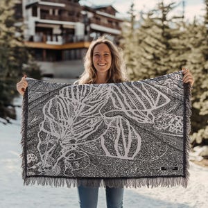 Northstar Tahoe Mountain Kalifornien Skihütte Karte Decke | Kuschelige, weiche Decke ist ein tolles Geschenk für Skifahrer und Snowboarder