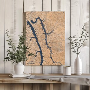 See Barkley Kentucky | Benutzerdefinierte See Karte Wohnkultur, personalisierte See Haus Geschenk, Jahrestag Hochzeitslager Geschenk, gravierte Holz Wandkunst
