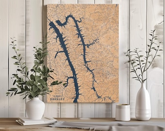 Lake Barkley Kentucky: gepersonaliseerde gegraveerde houten kaart, custom Lake House muurkunst cadeau