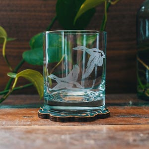 Flying Ducks Glasses | Personalized Engraved Beer, Cocktail, Whiskey, Wine glassware. Hunter & birder gift. Camp cabin barware home decor