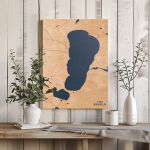 See Bemidji Minnesota | Benutzerdefinierte See Karte Wohnkultur, personalisierte See Haus Geschenk, Jahrestag Hochzeitslager Geschenk, gravierte Holz Wandkunst