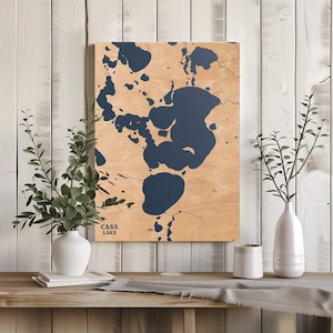 Cass Lake Minnesota | Benutzerdefinierte See Karte Wohnkultur, personalisierte See Haus Geschenk, Jahrestag Hochzeitslager Geschenk, gravierte Holz Wandkunst