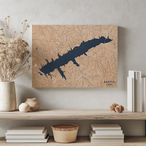 Sardis See Mississippi | Benutzerdefinierte See Karte Wohnkultur, personalisierte See Haus Geschenk, Jahrestag Hochzeitslager Geschenk, gravierte Holz Wandkunst