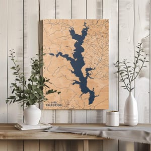 Lake Palestine Texas | Benutzerdefinierte See Karte Wohnkultur, personalisierte See Haus Geschenk, Jahrestag Hochzeitslager Geschenk, gravierte Holz Wandkunst