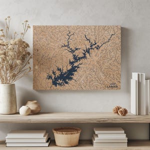 Lake Lanier Georgia | Benutzerdefinierte See Karte Wohnkultur, personalisierte See Haus Geschenk, Jahrestag Hochzeitslager Geschenk, gravierte Holz Wandkunst