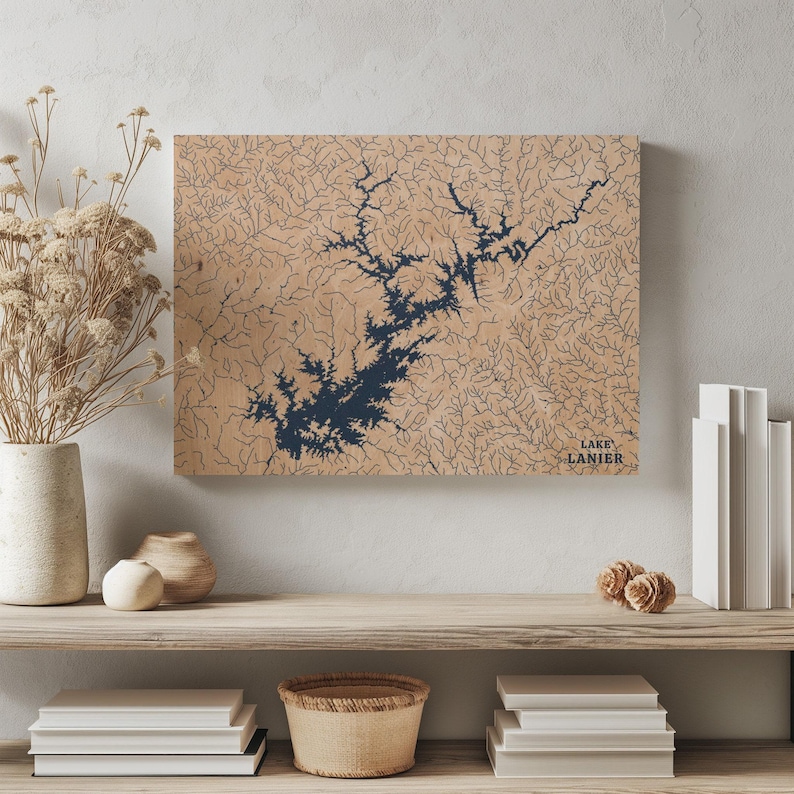 Lake Lanier Georgia : Personalized Engraved Wood Map, Custom Lake House ...