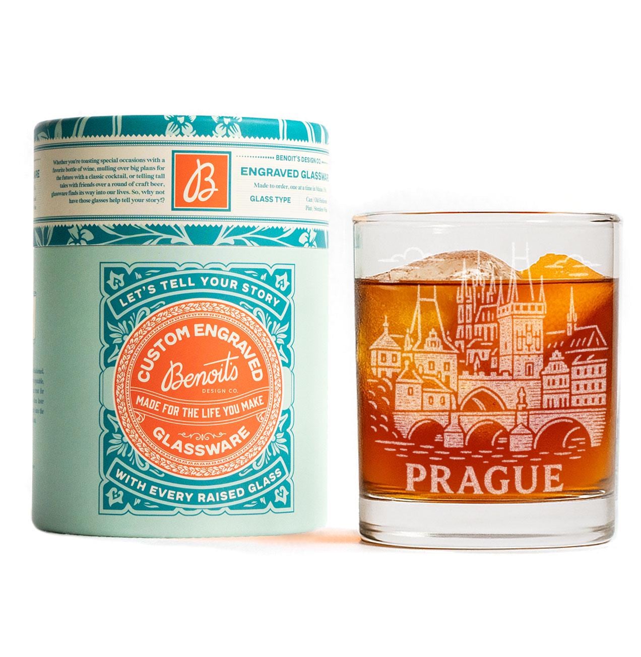 Prague Czech Republic Glass | Laser Etched Travel Glassware 
