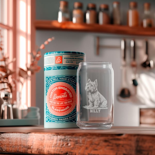 Vasos personalizados para perros Yorkshire Terrier / Cristalería personalizada grabada con el nombre de tu perro para cerveza, whisky, vino y otras bebidas. Regalo ideal para mascotas.