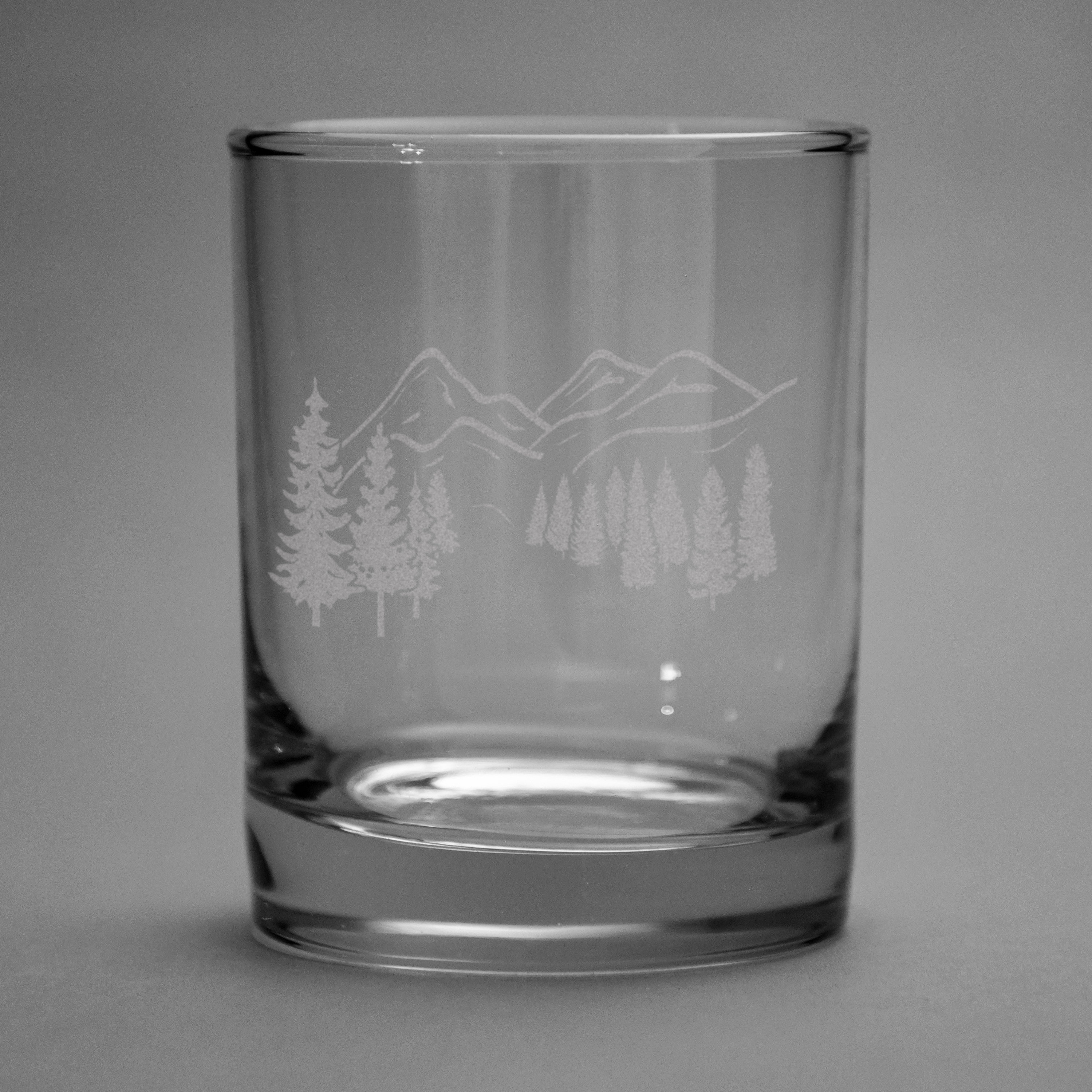 Scenic Mountain Old Fashioned Glasses Set of 2 Etched Etsy