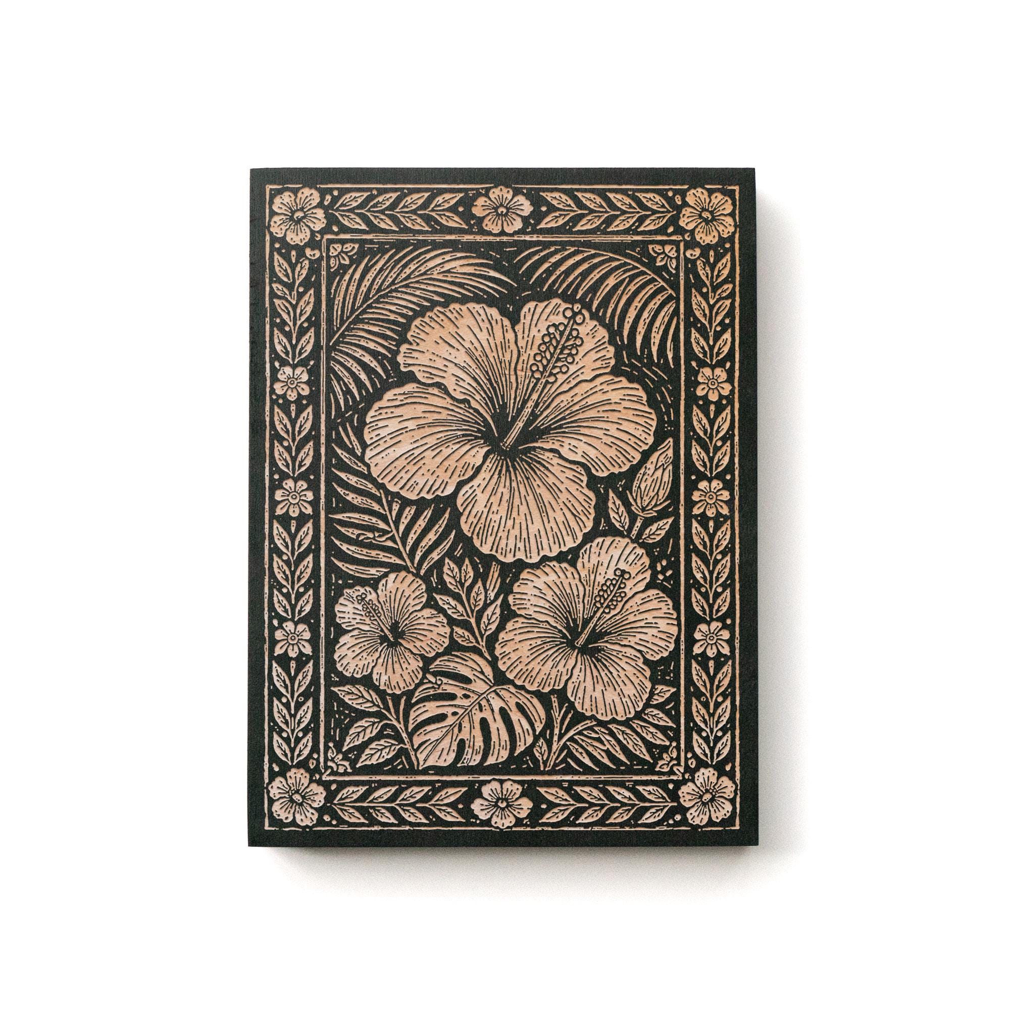 Hibiscus Flower Engraved Illustration : Nature Inspired Botanical