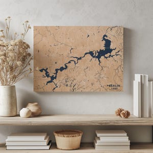 Berlin Lake Ohio | Benutzerdefinierte See Karte Wohnkultur, personalisierte See Haus Geschenk, Jahrestag Hochzeitslager Geschenk, gravierte Holz Wandkunst