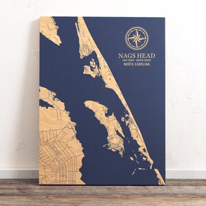 Nags Head, North Carolina Karte | "Graviertes Holz Küstenkarte Wand Kunst Zeichen, Strand Wohnkultur nautischen Druck, einzigartiges personalisiertes Geschenk für die Familie