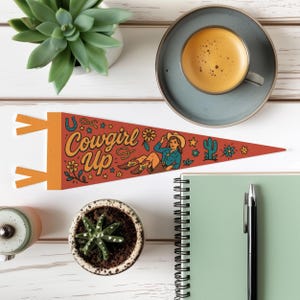 Cowgirl Up Felt Pennant | Western Wall Decor, Ranch Cowboy Banner, Rustic Girls Room Sign, Handmade Western Art, Fun Country Gift Idea image 5