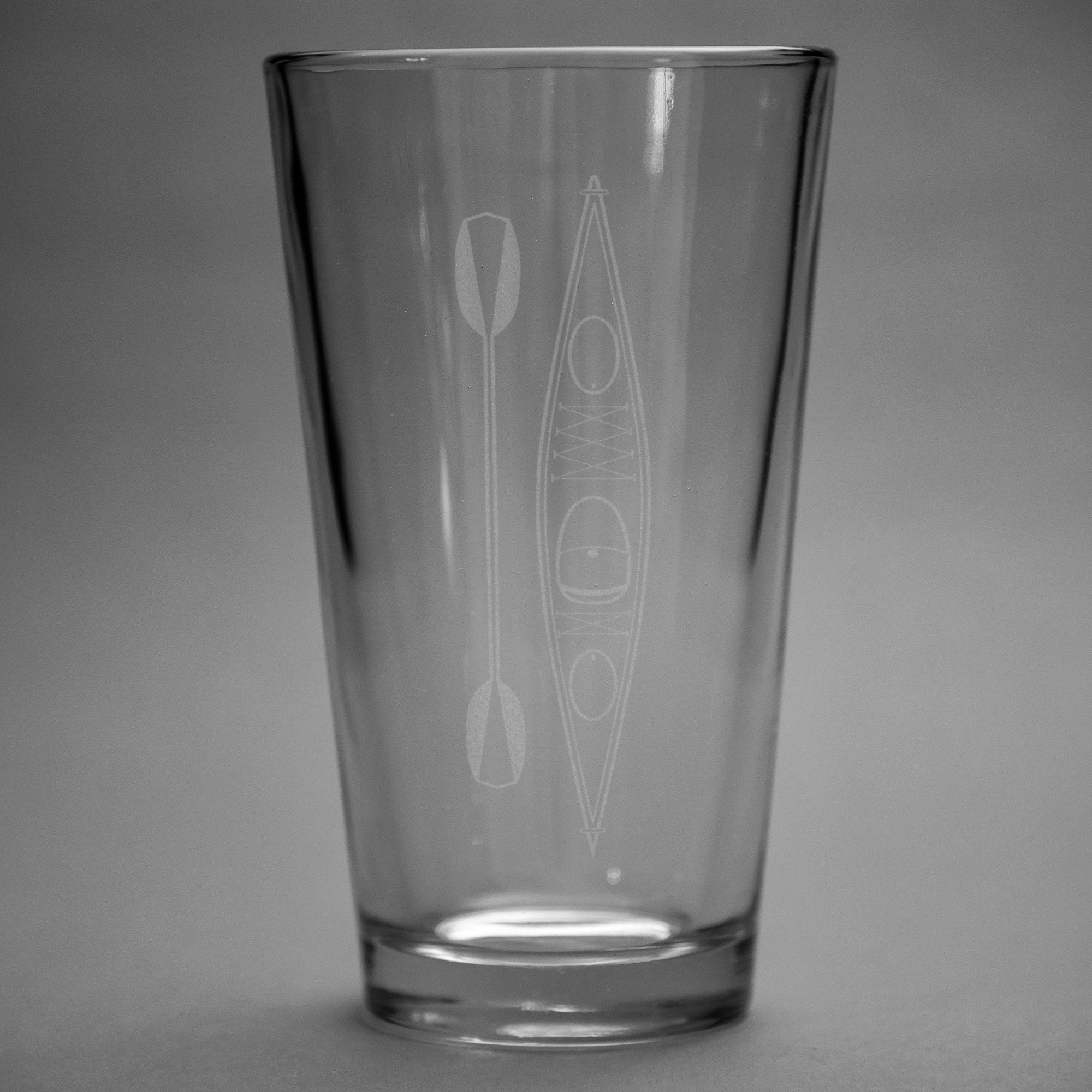 Kayak Etched Pint Glasses Set of 2 Etched Beer Glasses Etsy