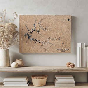 rauer Fluss See Kentucky | Benutzerdefinierte See Karte Wohnkultur, personalisierte See Haus Geschenk, Jahrestag Hochzeitslager Geschenk, gravierte Holz Wandkunst