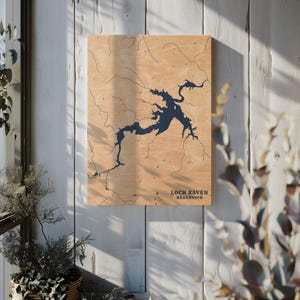 Loch Raven Stausee Maryland | Benutzerdefinierte See Karte Wohnkultur, personalisierte See Haus Geschenk, Jahrestag Hochzeitslager Geschenk, gravierte Holzkunst