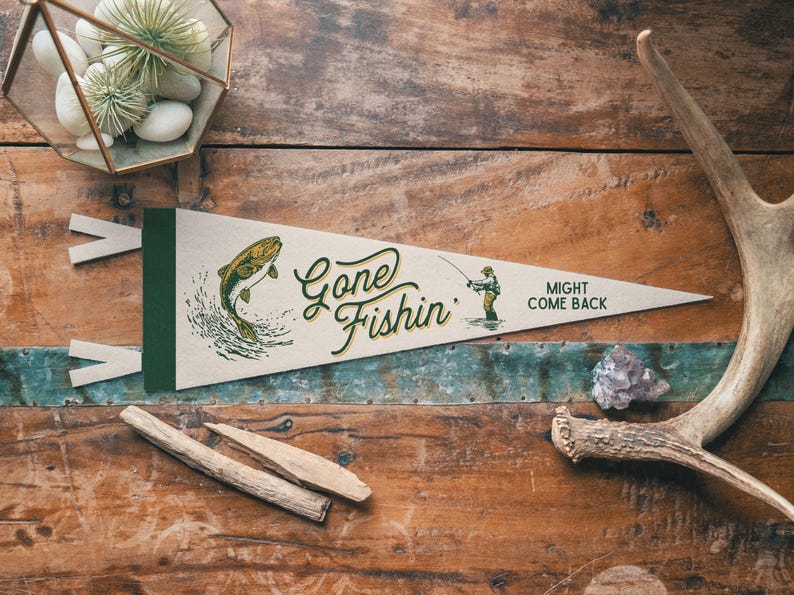 Benoit’s Design Co. Gone Fishin' Felt Pennant - Thumbnail 3