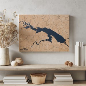 Lake Red Rock Iowa / Decorazione per la casa con mappa personalizzata del lago, regalo personalizzato per casa sul lago, regalo per campeggio di nozze per anniversario, arte murale in legno incisa