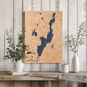 See Bomoseen Vermont | Benutzerdefinierte See Karte Wohnkultur, personalisierte See Haus Geschenk, Jahrestag Hochzeitslager Geschenk, gravierte Holz Wandkunst