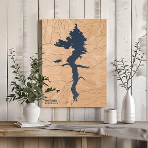 Boyson Stausee Wyoming | Benutzerdefinierte See Karte Wohnkultur, personalisierte See Haus Geschenk, Jahrestag Hochzeitslager Geschenk, gravierte Holz Wandkunst