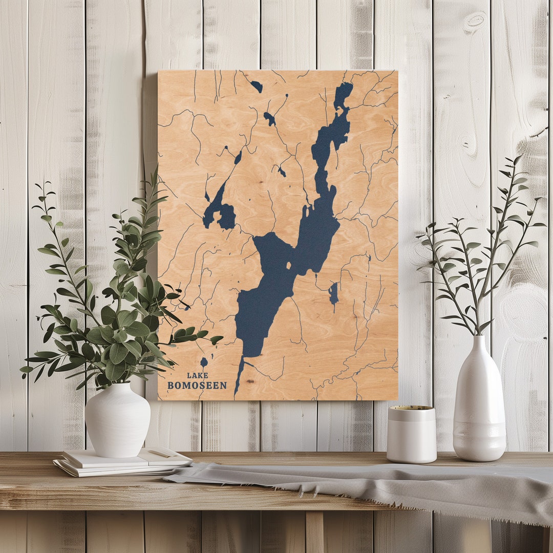 Lake Bomoseen Vermont Custom Lake Map Home Decor, Personalized Lake