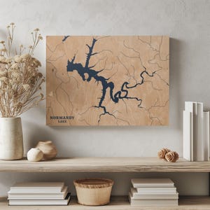 Normandie Lake Tennessee | Benutzerdefinierte See Karte Wohnkultur, personalisierte See Haus Geschenk, Jahrestag Hochzeitslager Geschenk, gravierte Holz Wandkunst