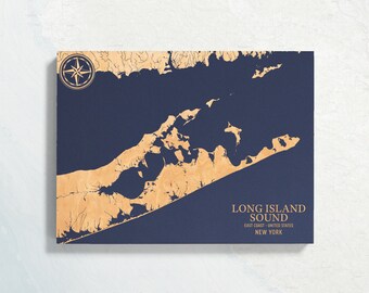 Fishers Island New York Map Engraved Wood Coastal Art Sign | Etsy