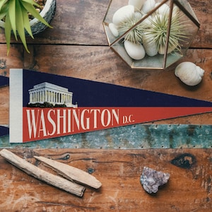 Washington DC Felt Pennant | Vintage USA Capitol Home Decor. Handcrafted Souvenir. National Mall Wall Art. Unique D.C. Gift. USA Handmade