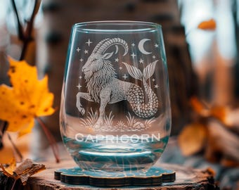 Capricorn Glasses | Zodiac Sign Personalized Whiskey, Wine & Beer Glassware, Celestial Drinkware, Horoscope Decor, Star Sign, Astrology Gift