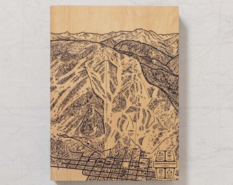 Aspen Mountain AJAX Colorado Ski Trail Map | Engraved Wood Wall Art, Winter Sport Cabin Decor, Snowboard Mountain Trail Poster, Family Gift