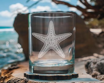 Lunettes de soleil étoiles de mer | Articles de bar côtiers gravés au laser, cadeau gravé pour les amateurs de plage et décoration d'intérieur nautique
