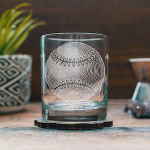 Baseball Glasses | Etched Whiskey, Wine, Pint & Beer Can Glassware Gift, Sports Barware, Baseball Fan Drinkware