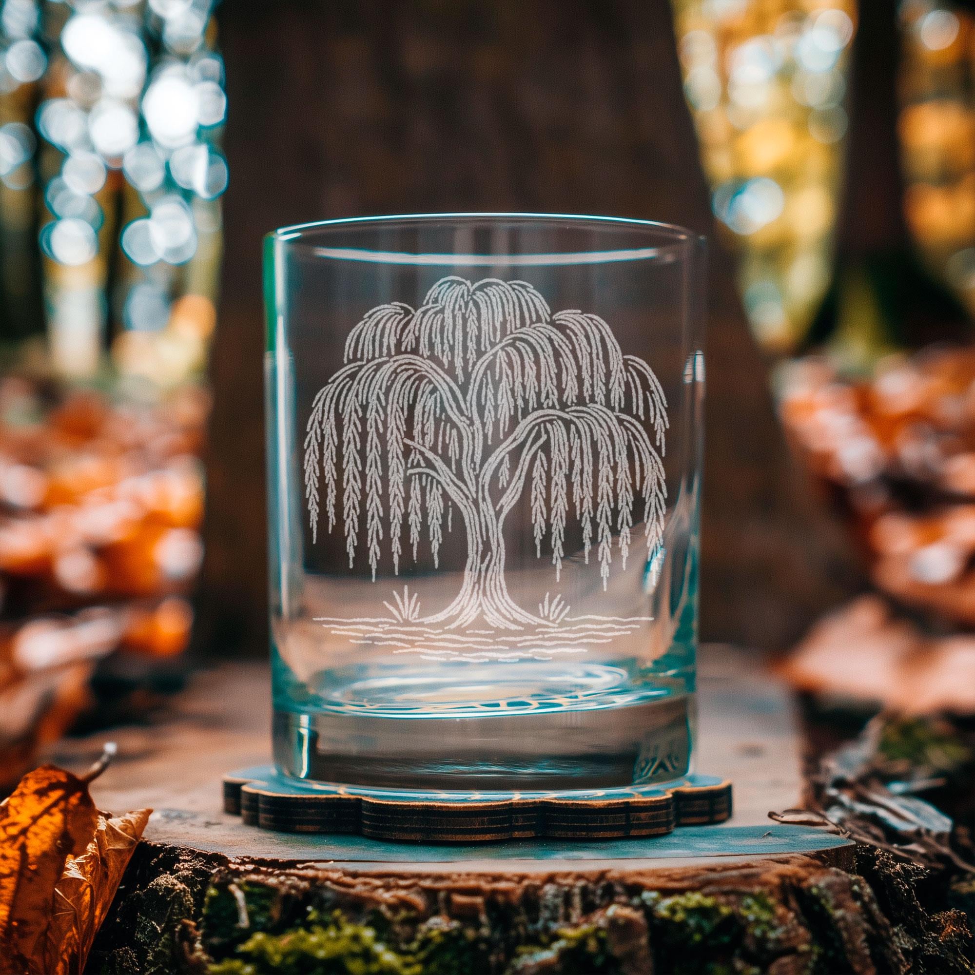 Willow Tree Glass | Laser Etched Weeping Willow Pint | Engraved