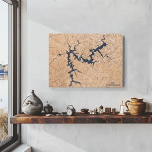 Lake Allatoona Georgien | Benutzerdefinierte See Karte Wohnkultur, personalisierte See Haus Geschenk, Jahrestag Hochzeitslager Geschenk, gravierte Holz Wandkunst