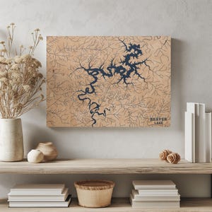 Beaver Lake Arkansas | Benutzerdefinierte See Karte Wohnkultur, personalisierte See Haus Geschenk, Jahrestag Hochzeitslager Geschenk, gravierte Holz Wandkunst