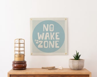 No Wake Zone Felt Poster Banner | Nautical vintage style banner flag, kids room decor, Nursery Wall Sleep Art, Boys Girls Bedroom decor gift