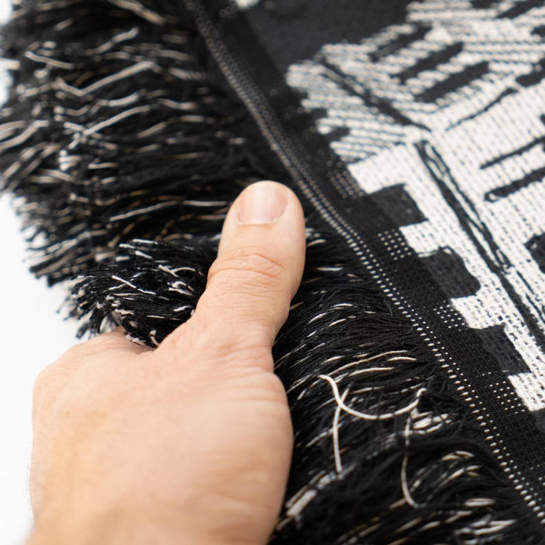 Boston Massachusetts City Blanket Woven Throw Blanket Gift, Black