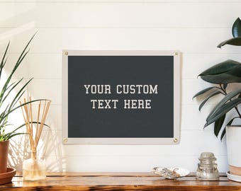 Custom Varsity Sign Felt Banner | Personalized vintage sport pennant flag, Wedding photo prop, Nursery kid room wall art, Inspirational gift