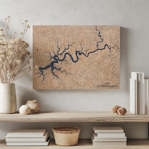 See Cumberland Kentucky | Benutzerdefinierte See Karte Wohnkultur, personalisierte See Haus Geschenk, Jahrestag Hochzeitslager Geschenk, gravierte Holz Wandkunst