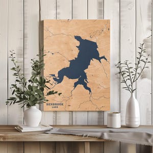 Benbach See Texas | Benutzerdefinierte See Karte Wohnkultur, personalisierte See Haus Geschenk, Jahrestag Hochzeitslager Geschenk, gravierte Holz Wandkunst