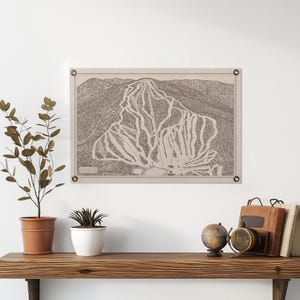 Gunstock NH Mountain Map Filz Poster Banner | Vintage Ski Snowboard Berg Wand Kunst Geschenk. Flagge Wimpel Wohndeko. USA-Handgemacht