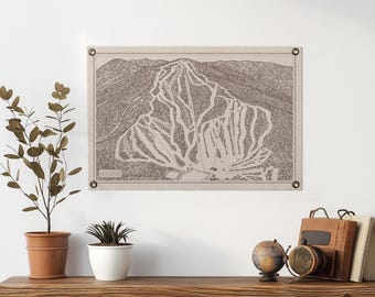 Gunstock NH  Mountain Map Felt Poster Banner | Vintage ski snowboard mountain wall art gift. Flag pennant home decor. USA Handmade